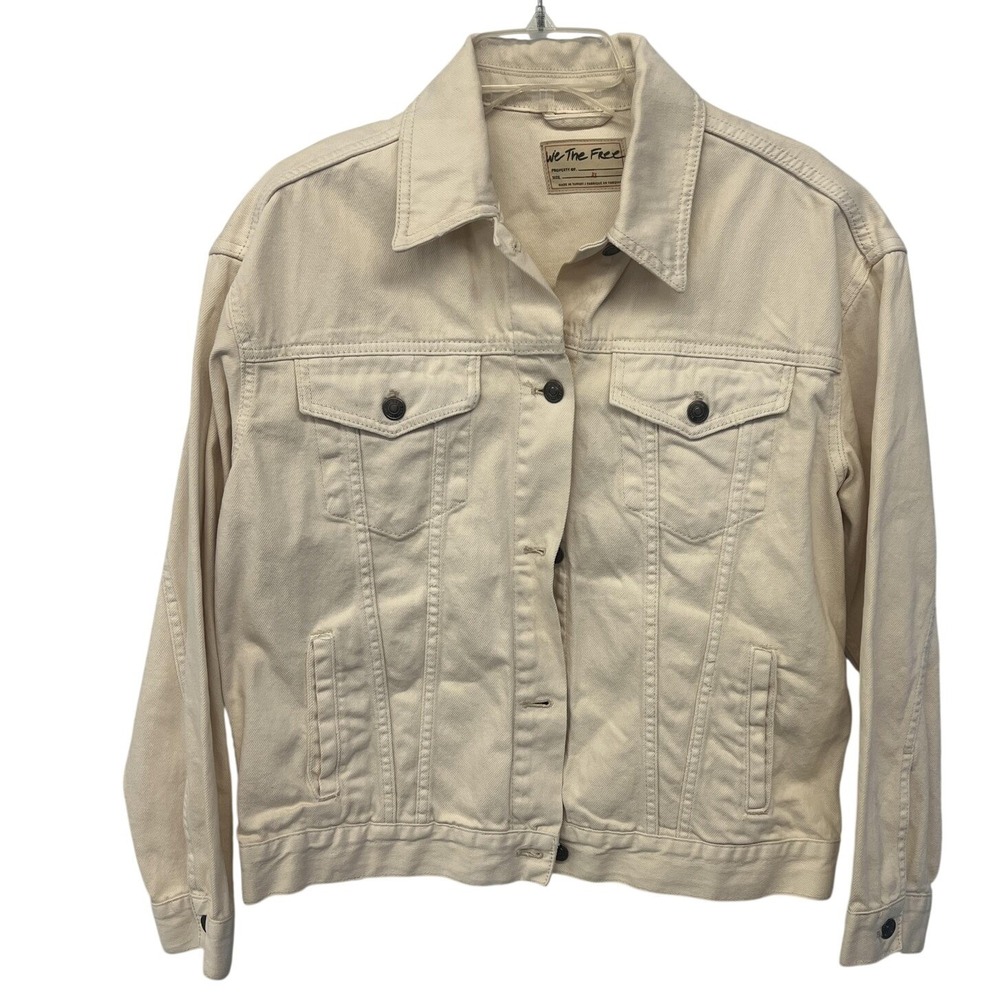 We The Free Jean Jacket Free People‎ Womens XS Cream White Denim Trucker